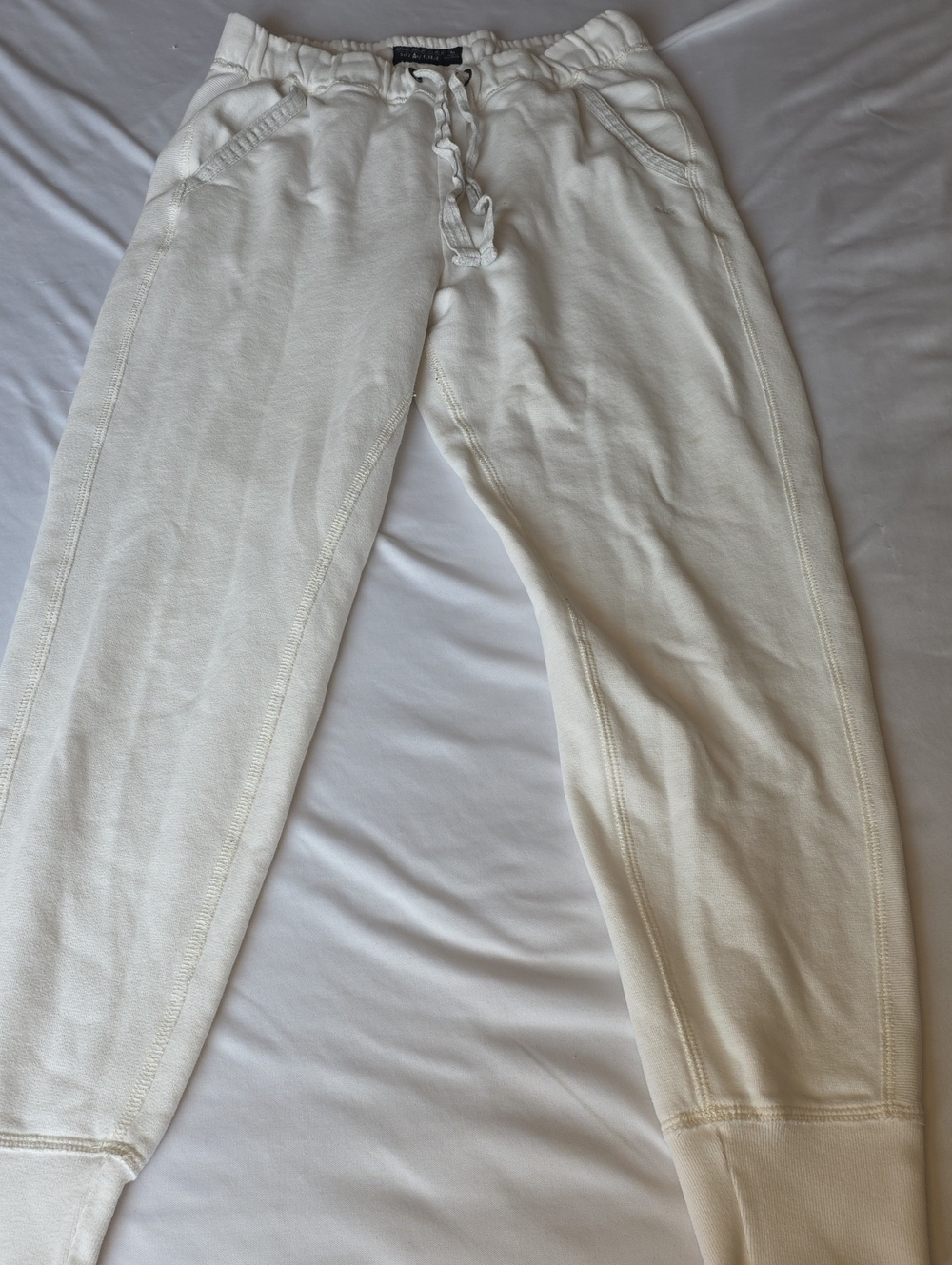 Abercrombie & Fitch Cream Drawstring Knit Joggers